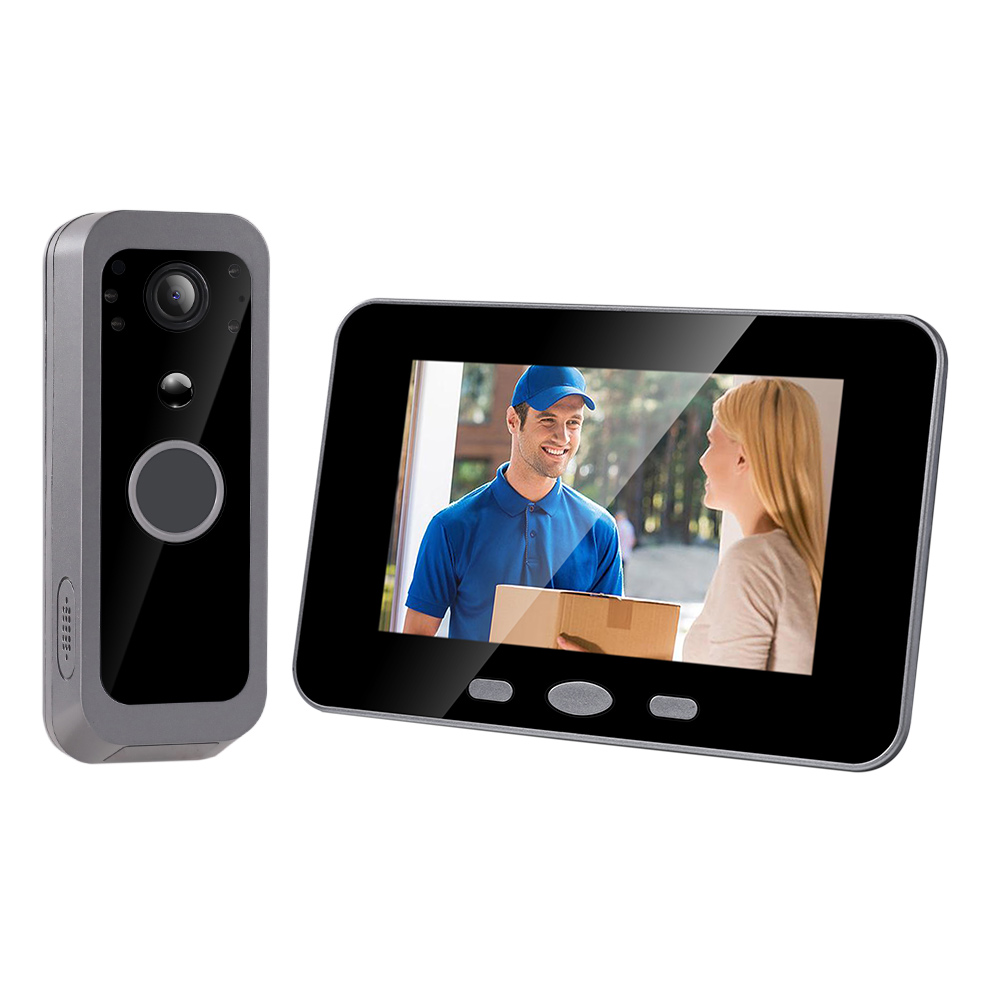 Wireless door bell with peephole camera with Screen