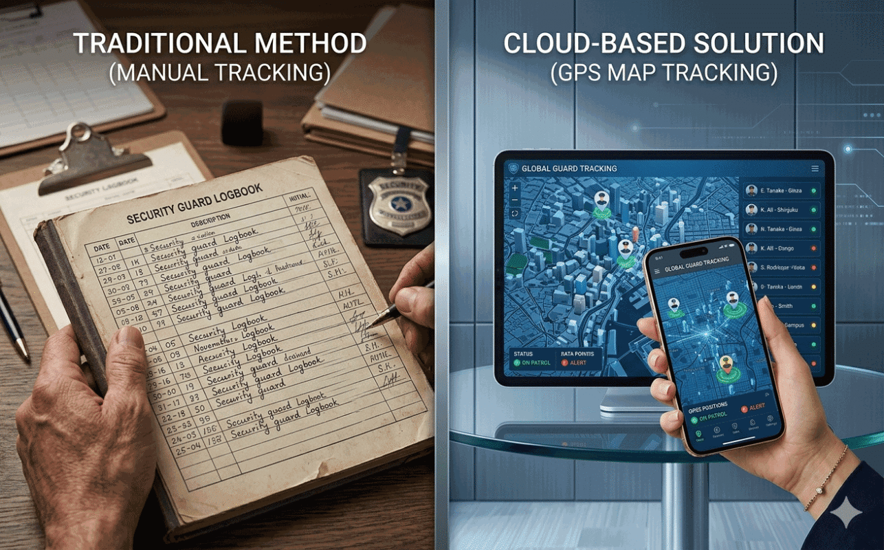 traditional security patrol paper record vs gps real time tracking system