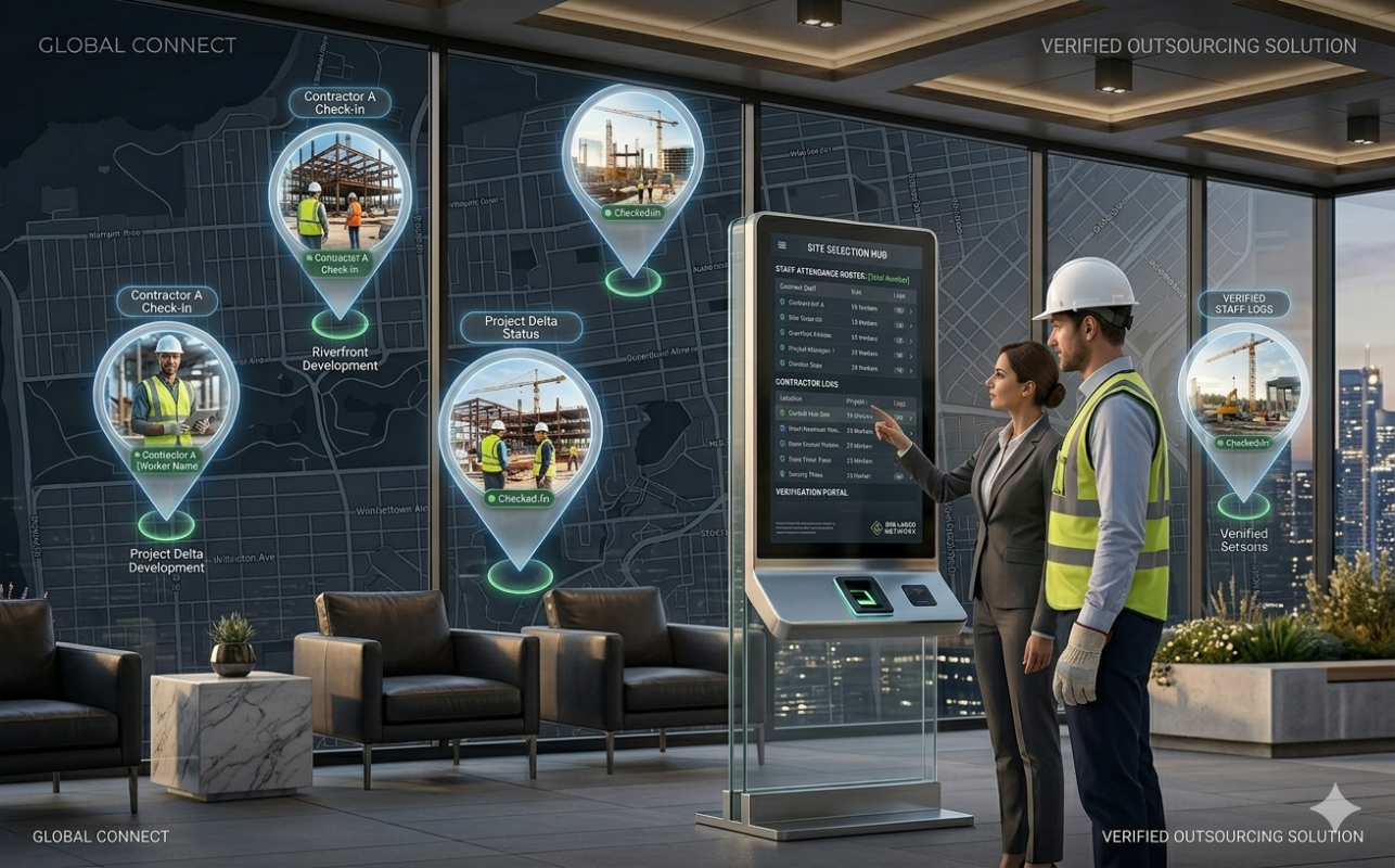 GPS tracking system for outsourced workforce across multiple client locations