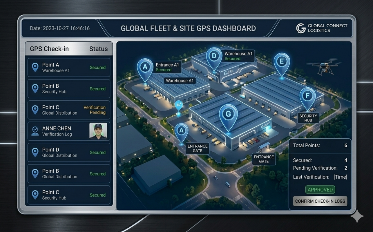 GPS tracking system for security guards across multiple locations