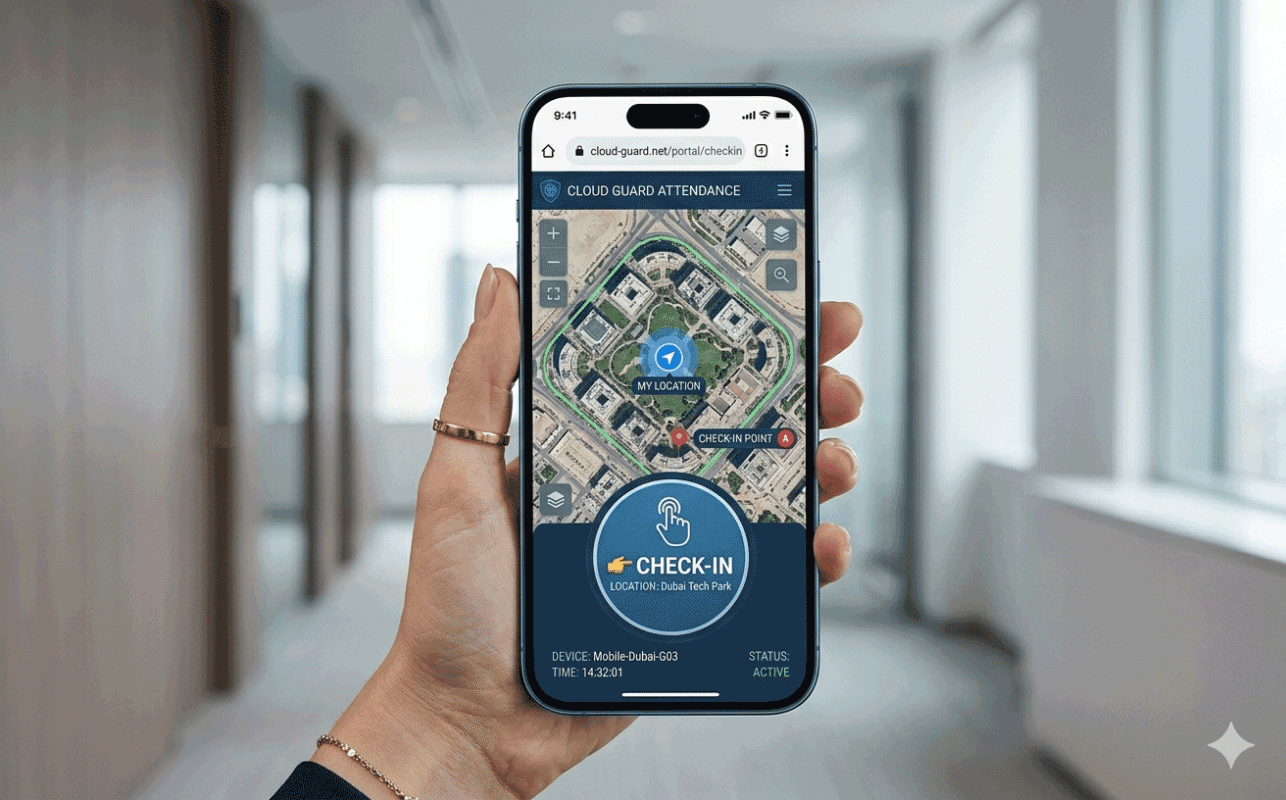 security guard mobile app gps check in real time attendance system