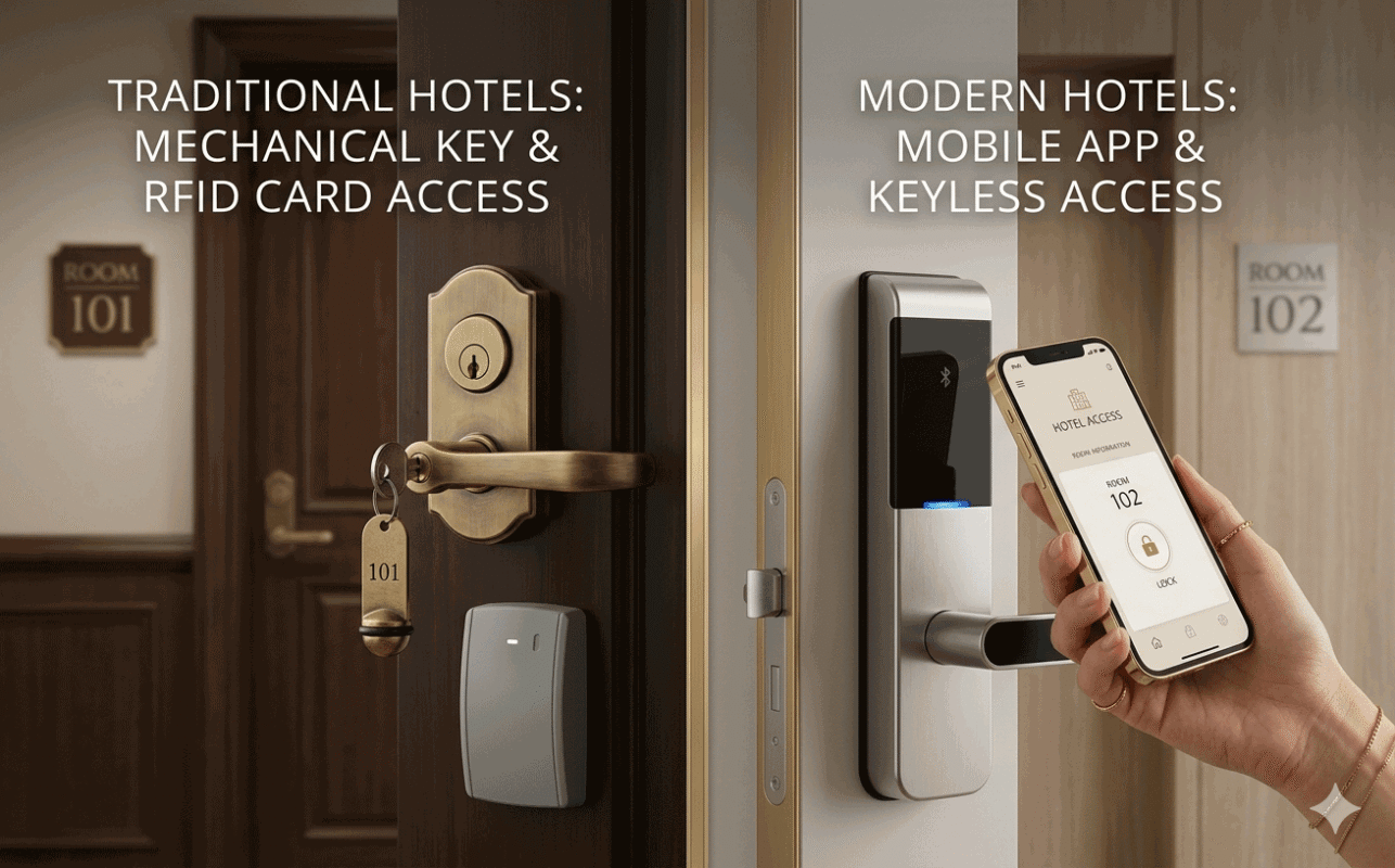 wireless vs traditional hotel lock comparison smart vs key card