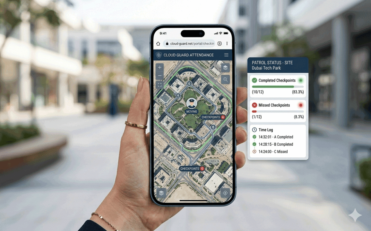 security guard patrol route gps checkpoint tracking system map dashboard
