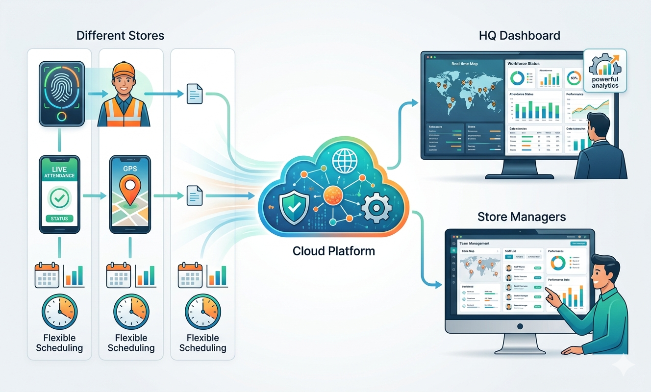 Retail Chain Workforce Attendance & Store Management architechture