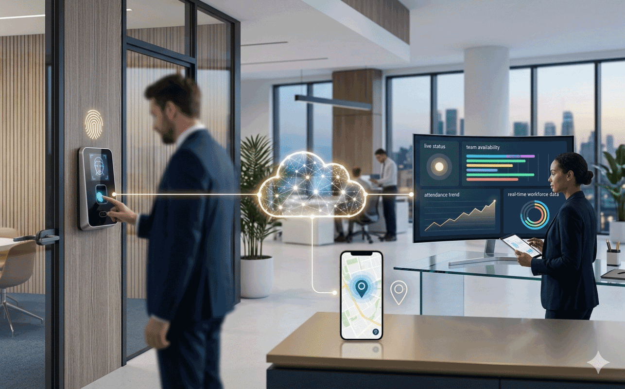 How cloud attendance system works with biometric devices and GPS attendance tracking
