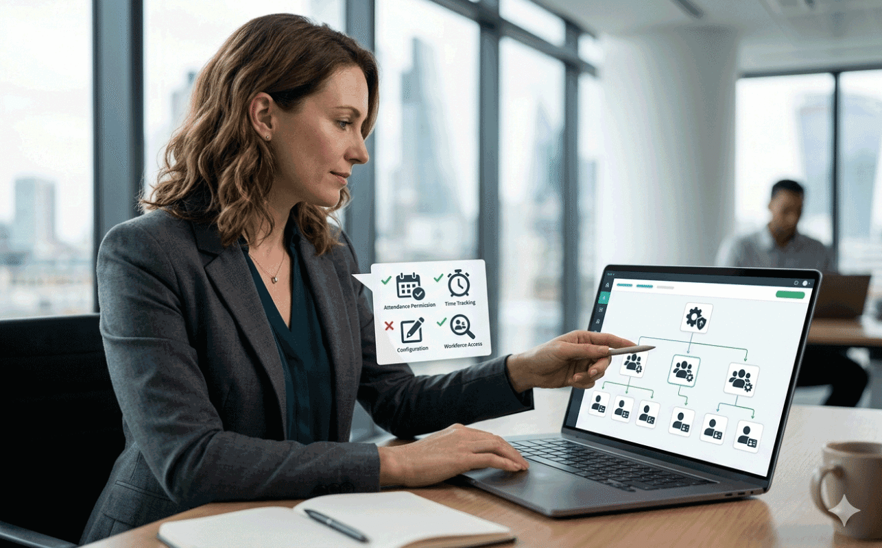 Role-based permission management in cloud attendance software