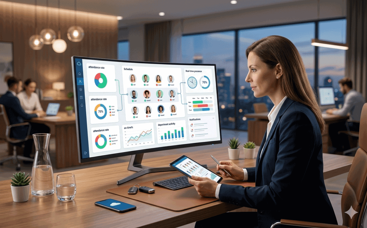 Cloud attendance software dashboard for small businesses