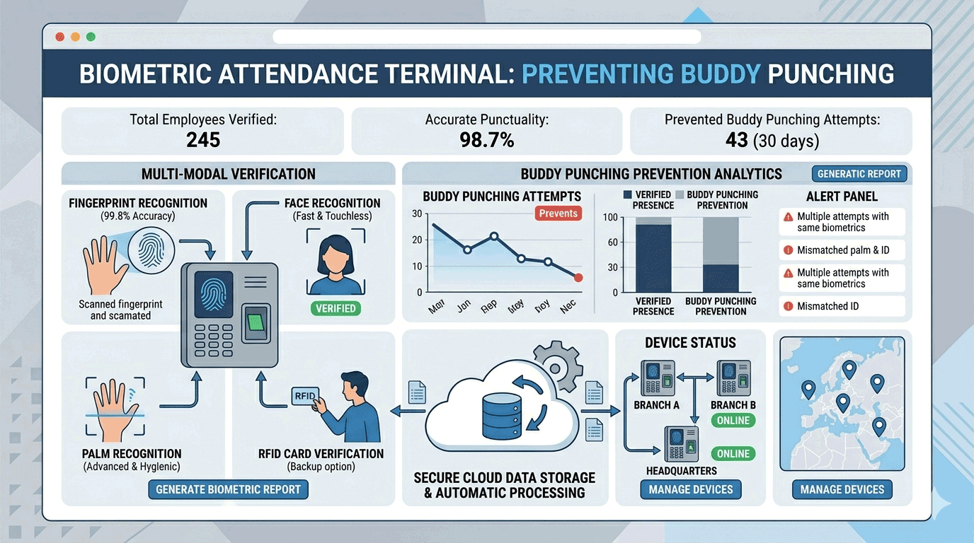 Fingerprint and face recognition biometric attendance terminal using