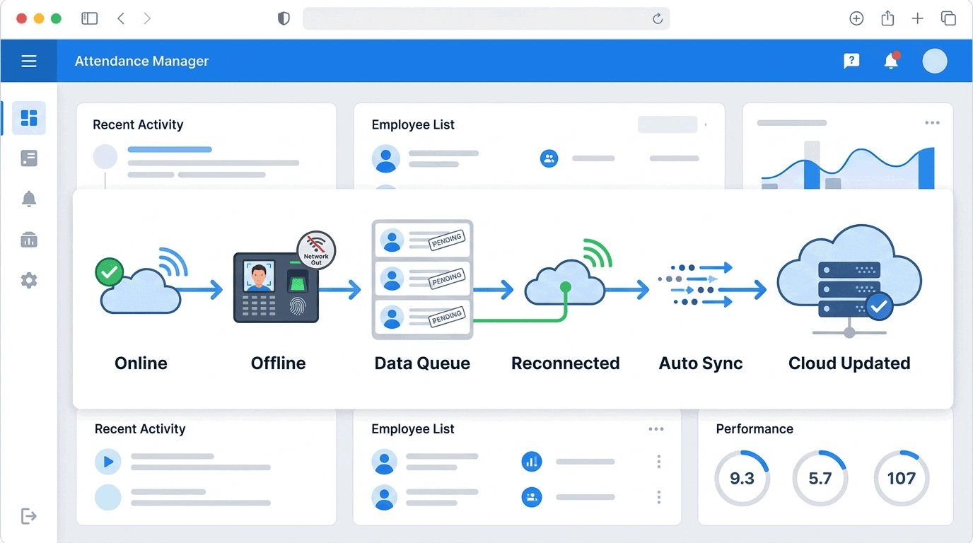 Offline attendance records automatically synchronized after internet recovery