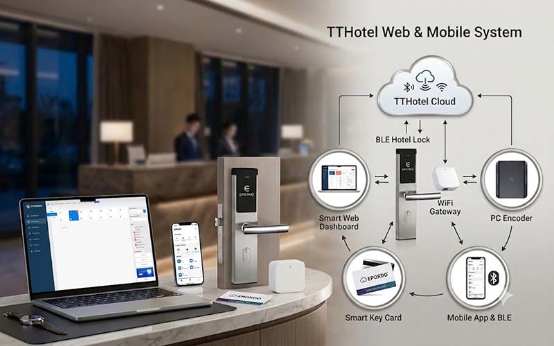 TTHotel smart hotel lock web management system user manual with mobile app support